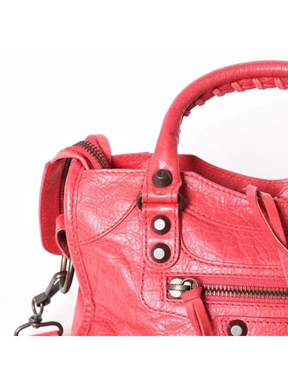 Balenciaga Classic Mini City 2-Way Shoulder Bag Leather Red Pink